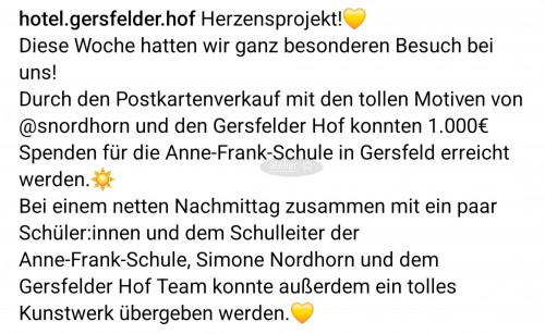 Spendenübergabe an die Anne-Frank-Schule in Gersfeld 